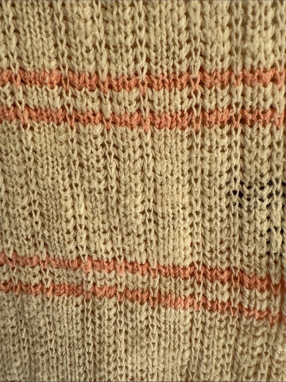 aerie Cream & Coral Striped Women’s Lightweight Sweater